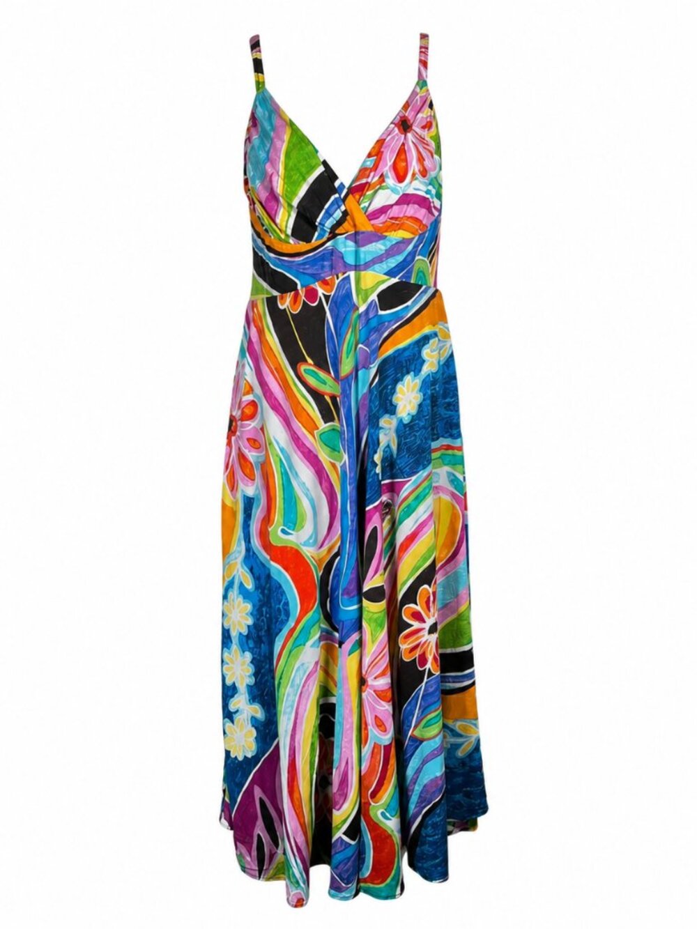 Jams World Ci Ci Midi Dress Deja Vu Tropical Retro Floral Size Medium